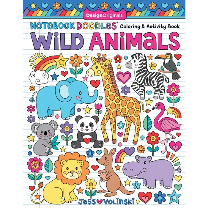 COLORING BOOK-DOODLES WITH WILD ANIMALS